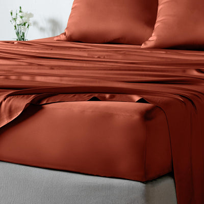 Bambus Lak / Fitted Sheet - Terracotta