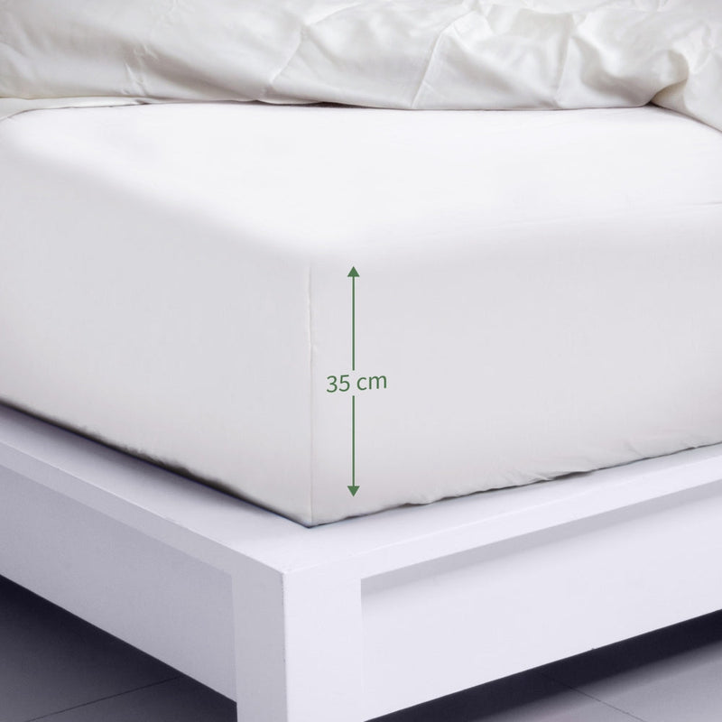 Bambus Lak / Fitted Sheet - White