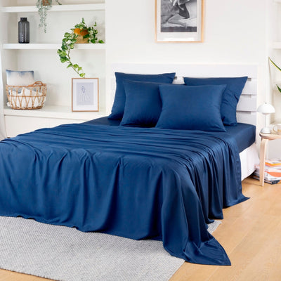 Bambus Lak / Fitted Sheet - Navy Blue