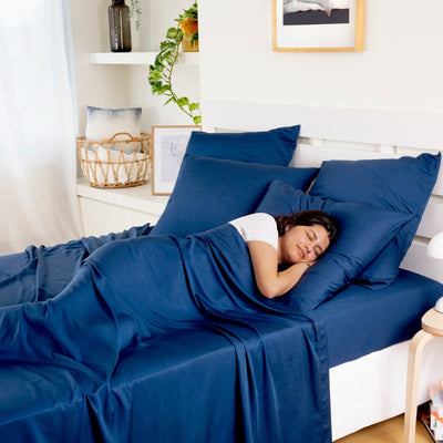 Bambus Lak / Fitted Sheet - Navy Blue