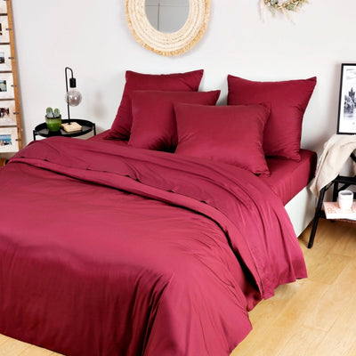 Bambus Lak / Fitted Sheet - Burgundy