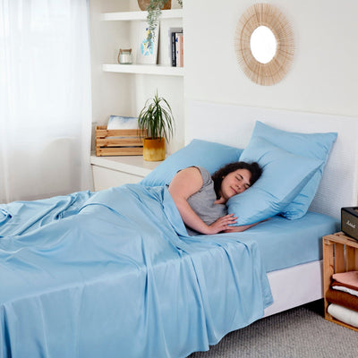 Bambus Lak / Fitted Sheet - Light Blue