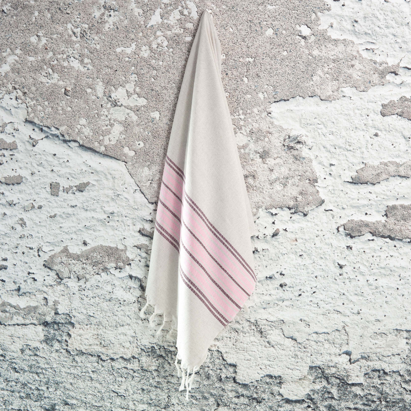 Linen Peshtemal handklæði - bleikt