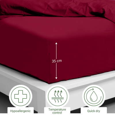 Bambus Lak / Fitted Sheet - Burgundy