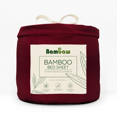 Bambus Lak / Fitted Sheet - Burgundy